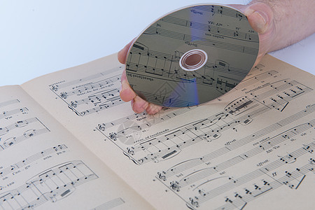 乐谱和光盘玩家钢琴歌曲乐器钥匙宏观艺术音乐会旋律标签图片