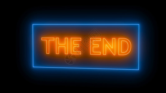 THE END 登录 Neon Styl横幅电视黑色辉光娱乐电影红色艺术紫色插图图片