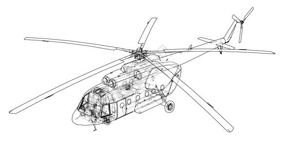 直升机工程图草图技术维修车辆插图运输菜刀航班绘画蓝色图片