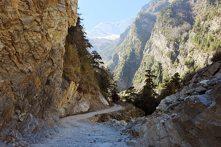 在山峡中的公路上图片