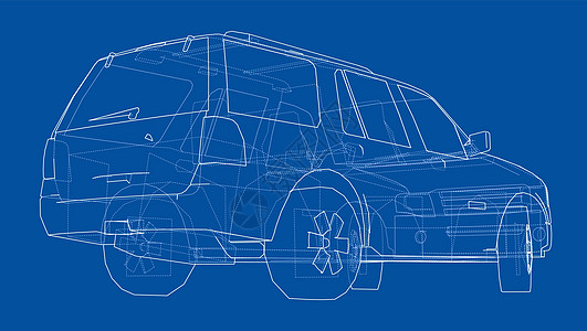 汽车 Suv 绘图轮廓 韦克托蓝图越野车车轮检查运动草稿卡车绘画插图车辆图片