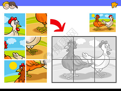 两只鸡农场鸟的拼图游戏图片