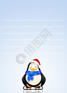 亲爱的圣诞老人清单海上生活插图明信片企鹅动物家庭哺乳动物愿望庆典背景图片