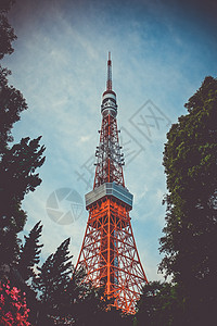 日本东京塔城市观光公园晴天橙子建筑景观甲板风景建筑学图片