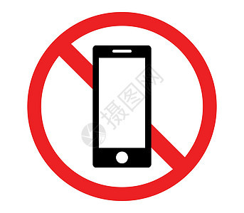 没有手机图标电话细胞插图警告红色白色背景图片