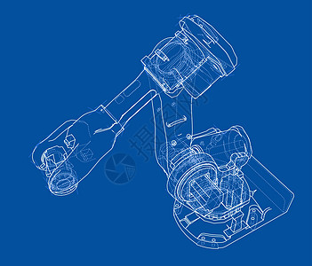 工业机器人机械手 矢量图像蓝图进步手臂工厂草图控制机器电脑力量电子产品图片