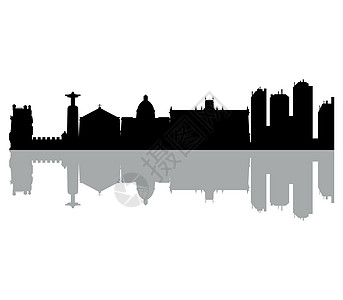 里斯本天际线白色建筑景观建筑学插图城堡城市地标黑色摩天大楼图片