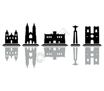 里斯本天际线摩天大楼城市白色城堡黑色建筑学地标景观插图建筑图片