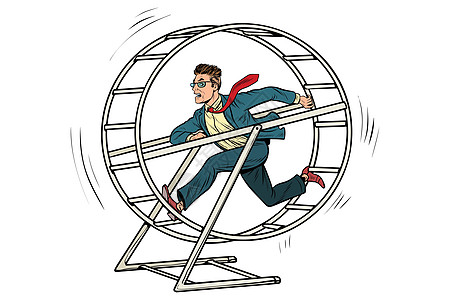 松鼠轮的商务人士吸引力车轮商务职业流行音乐漫画经理松鼠速度时间图片