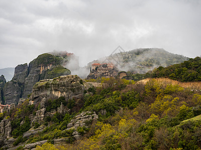 希腊的中特罗拉山脉场所宗教历史地标文化地方乡村薄雾景点鸟瞰图图片