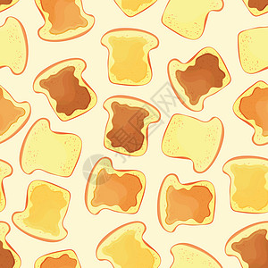 面包切片吐司加果酱无缝模式小吃棕色早餐卡通片午餐食物饮食插图厨房面包师图片