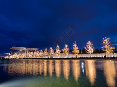 希腊雅典基金会翼龙文化建筑学建筑社论反射歌剧院中心树木图片