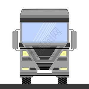 白色背景上的灰色集装箱卡车图标 正视图 货物交付 汽车交付车辆图片