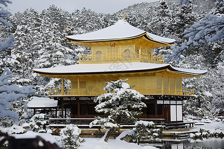 京角寺雪旅行天气建筑学天空蓝色地标寺庙季节旅游花园图片