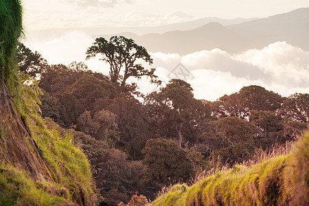 户外场景哥斯达黎加风景顶峰火山荒野旅游牧场草地远足地形日落环境背景