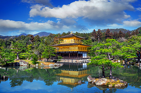 金殿 日本京都的九角寺庙神社叶子游客花园宗教建筑学季节建筑艺术观光图片