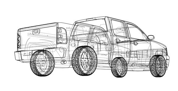 汽车 Suv 绘图轮廓 矢量渲染车轮越野车插图蓝图绘画车辆卡车检查运动草稿背景图片
