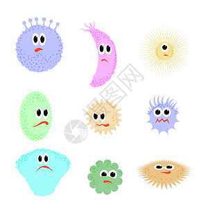 卡通微生物 大流行性后排细菌 危险坏病毒 红细胞后脑有机体 细菌怪兽图片