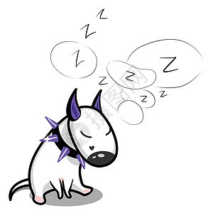 可爱的矢量卡通狗 睡着的白牛泰瑞图片