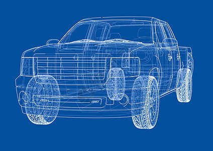 汽车 Suv 绘图轮廓 矢量渲染越野车卡车检查蓝图运动运输绘画车辆草稿插图背景图片