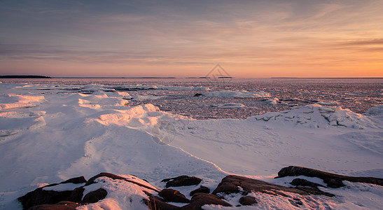 芬兰冬季日落图片