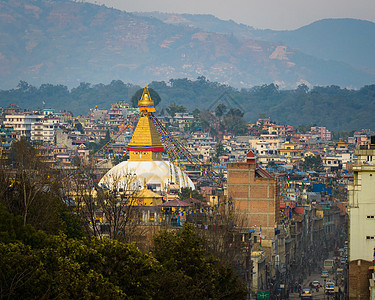 加德满都的菩萨金子圆顶旅行宗教寺庙文化爬坡智慧精神图片
