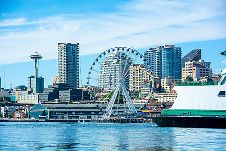 西雅图首都与华盛顿州渡轮建筑旅行轨道景观血管客船导航摩天大楼轮子渡船图片