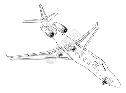 飞机蓝图 韦克托喷射飞机场翅膀插图技术绘画航空图表运输机械背景图片