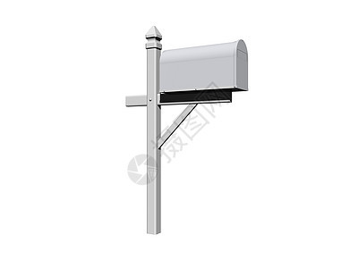 在白色背景中隔离的邮筒等距  3d 渲染地址金属邮政商业盒子邮件背景图片