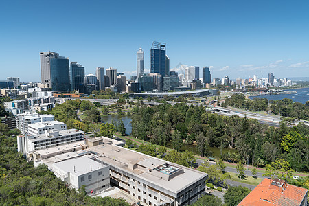 澳大利亚Perth市中心目的地摩天大楼旅行旅游全景晴天景观天际建筑结构图片