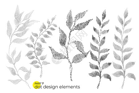普遍趋势多点叶集 虚线明亮粗体元素 c装饰品植被生态树叶叶子墙纸婚礼植物插图过渡图片