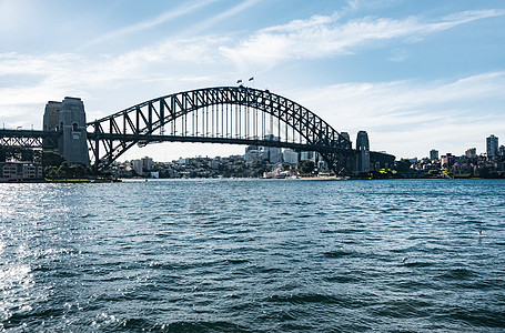 悉尼桥Sydney海湾和桥梁天际港口摩天大楼娱乐建筑金子地标建筑学海洋旅游背景