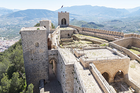 圣卡塔琳娜城堡内地 西班牙Jaen壁垒废墟历史建筑石方地标旅行遗产爬坡建筑学图片