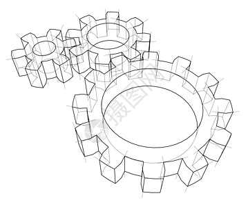 3D齿轮 韦克托传动纽带力学插图车辆圆形工程草图技术草稿图片