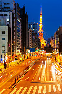 东京塔天际城市景观建筑物地标夜景图片