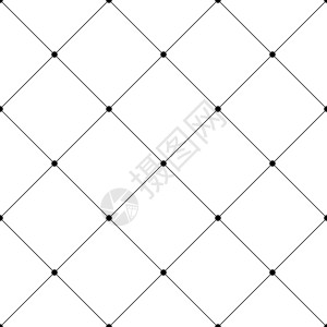 抽象的无缝图案背景 实线的规则对角线网格 交叉点中有点 它制作图案矢量几何装饰艺术包装插图黑色几何学墙纸织物装饰品图片
