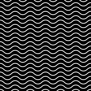 无缝波浪图案 黑色背景上的白色细线 航海和水主题 它制作图案矢量图片