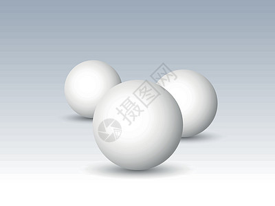 三个白球 球或圆形 3D矢量物体 灰色背景上投下阴影图片