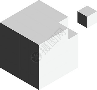 解决方案设计元素概念  3D 立方体块 最后一块在外面 它制作图案矢量灰色建造反射商业技术植物正方形团体立方体白色图片