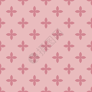 粉红色四片叶子的抽象矢量无缝图案马赛克在粉红色背景上以对角线排列绽放 浪漫少女房平面设计壁纸图片