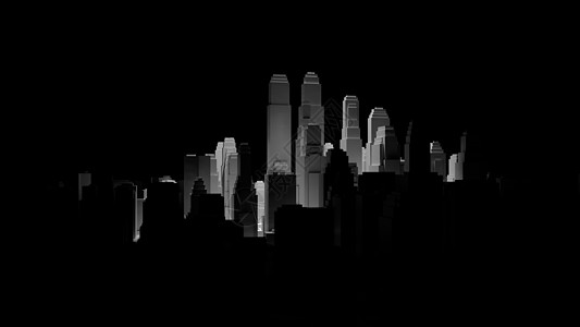 聚光灯照亮了 3d 城市的中间营销中心景观市中心建筑建筑师建筑学摩天大楼住宅白色背景