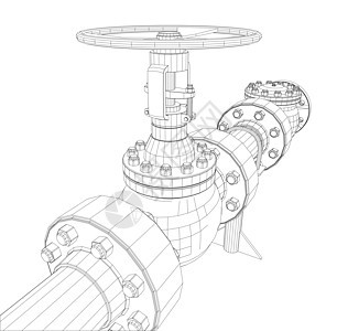 线框工业阀门工程3d力量配件软管金属工厂黑色压力管子图片