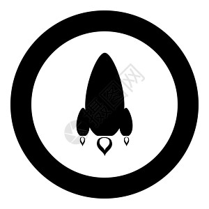 火箭图标黑颜色在 circl天空卡通片外星人人造卫星引擎速度科学宇航员飞船圆形图片