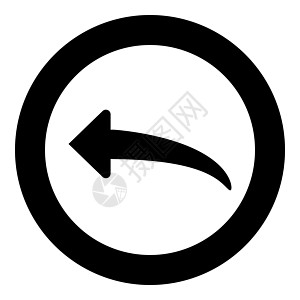 圆圈中的箭头返回或回复图标黑色圆形邮件网站回应电子邮件图片