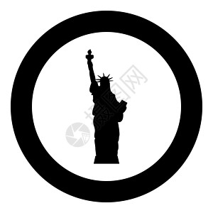 自由女神像在圆圈中图标黑色颜色图片