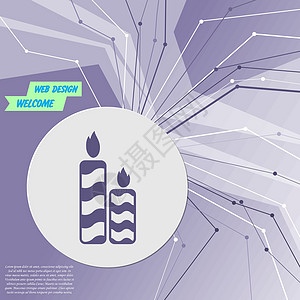 紫色抽象现代背景上的蜡烛图标 各个方向的线条 为您的广告留出空间 韦克托图片