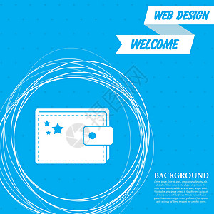 蓝色背景上的钱包图标 周围有抽象圆圈 并为您的文本放置 韦克托图片