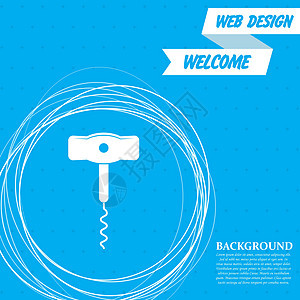 蓝色背景上的开瓶器图标 周围有抽象圆圈 并为您的文本放置 韦克托图片