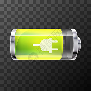 带有充电符号 o 的 80% 明亮有光泽的电池图标背景图片