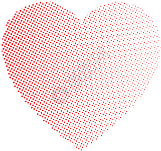 白色马赛克线性排列的虚线心 情人节主题 它制作图案的简单半色调渐变矢量插画